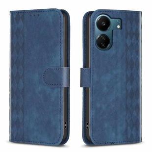 For Xiaomi Redmi 13C Plaid Embossed Leather Phone Case(Blue)
