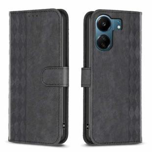 For Xiaomi Redmi 13C Plaid Embossed Leather Phone Case(Black)