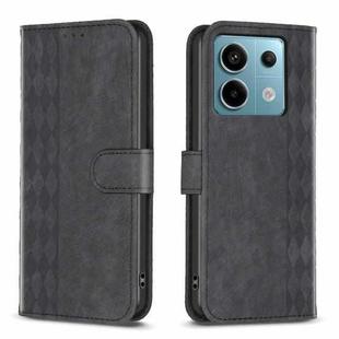 For Xiaomi Redmi Note 13 Pro 4G Global Plaid Embossed Leather Phone Case(Black)