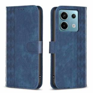 For Xiaomi Poco M6 Pro 4G Plaid Embossed Leather Phone Case(Blue)