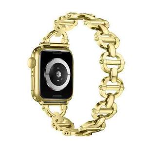 Ladder Buckle Metal Watch Band For Apple Watch 8 45mm(Gold)