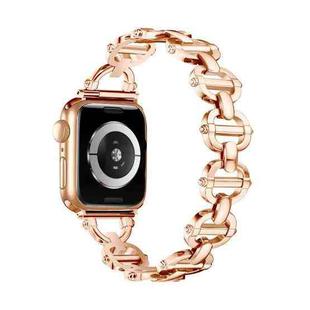 Ladder Buckle Metal Watch Band For Apple Watch 8 45mm(Rose Gold)