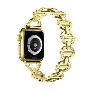 Ladder Buckle Metal Watch Band For Apple Watch 9 45mm(Gold)