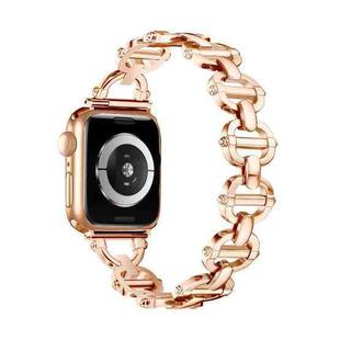 Ladder Buckle Metal Watch Band For Apple Watch 9 41mm(Rose Gold)