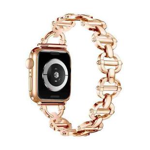 Ladder Buckle Metal Watch Band For Apple Watch Series 10 46mm(Rose Gold)