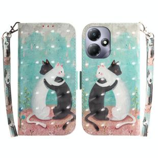 For Infinix Hot 30 Play 3D Colored Horizontal Flip Leather Phone Case(Black White Cat)