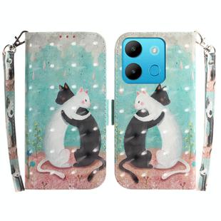 For Infinix Smart 7 African 3D Colored Horizontal Flip Leather Phone Case(Black White Cat)