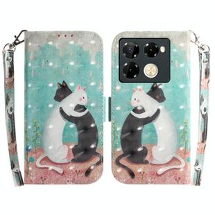 For Infinix Note 40 Pro 4G / Note 40 Pro 5G 3D Colored Horizontal Flip Leather Phone Case(Black White Cat)