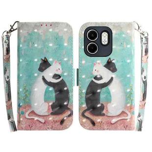 For Infinix Hot 50i / Smart 9 3D Colored Horizontal Flip Leather Phone Case(Black White Cat)