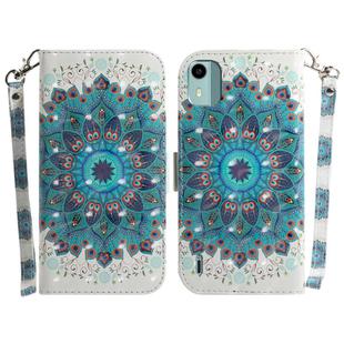 For Nokia C12 3D Colored Horizontal Flip Leather Phone Case(Peacock Wreath)