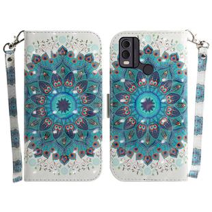 For Nokia C22 3D Colored Horizontal Flip Leather Phone Case(Peacock Wreath)