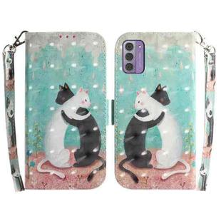 For Nokia G42 3D Colored Horizontal Flip Leather Phone Case(Black White Cat)