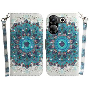 For Tecno Camon 20 Pro 5G 3D Colored Horizontal Flip Leather Phone Case(Peacock Wreath)