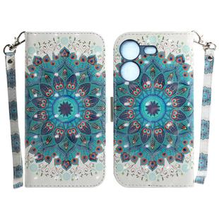 For Tecno Pova 5 3D Colored Horizontal Flip Leather Phone Case(Peacock Wreath)