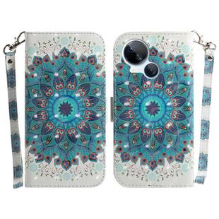 For Tecno Spark 10 5G 3D Colored Horizontal Flip Leather Phone Case(Peacock Wreath)