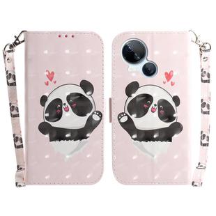 For Tecno Spark 10 5G 3D Colored Horizontal Flip Leather Phone Case(Heart Panda)