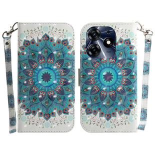 For Tecno Spark 10 Pro 3D Colored Horizontal Flip Leather Phone Case(Peacock Wreath)