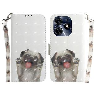 For Tecno Spark 10 Pro 3D Colored Horizontal Flip Leather Phone Case(Pug)