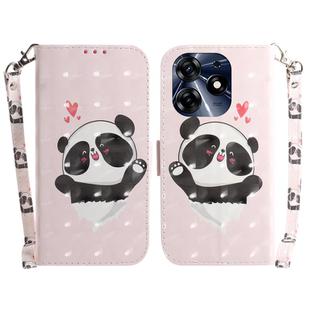 For Tecno Spark 10 Pro 3D Colored Horizontal Flip Leather Phone Case(Heart Panda)