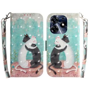 For Tecno Spark 10 Pro 3D Colored Horizontal Flip Leather Phone Case(Black White Cat)