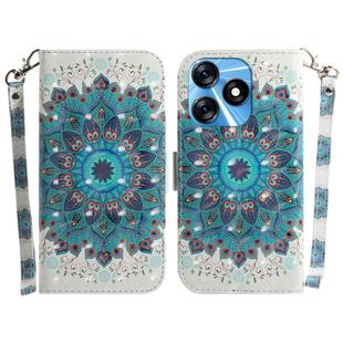 For Tecno Spark 10 / Spark 10C 3D Colored Horizontal Flip Leather Phone Case(Peacock Wreath)