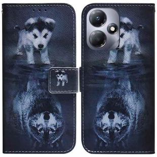 For Infinix Hot 30 Play Coloured Drawing Flip Leather Phone Case(Wolf and Dog)