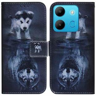 For Infinix Smart 7 African Coloured Drawing Flip Leather Phone Case(Wolf and Dog)