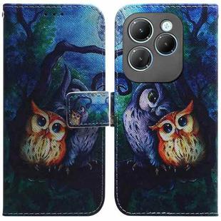 For Infinix Hot 40 / 40 Pro Coloured Drawing Flip Leather Phone Case(Oil Painting Owl)