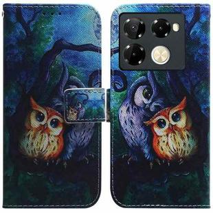 For Infinix Note 40 Pro 5G / 40 Pro 4G Coloured Drawing Flip Leather Phone Case(Oil Painting Owl)