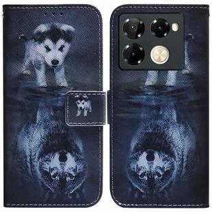 For Infinix Note 40 Pro 5G / 40 Pro 4G Coloured Drawing Flip Leather Phone Case(Wolf and Dog)