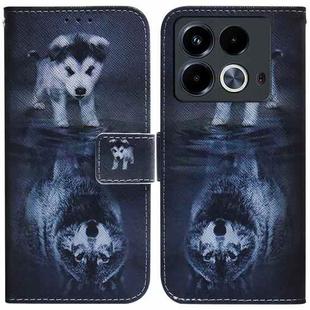For Infinix Note 40 4G Coloured Drawing Flip Leather Phone Case(Wolf and Dog)