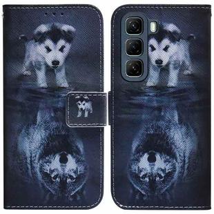 For Infinix Hot 50 4G Coloured Drawing Flip Leather Phone Case(Wolf and Dog)