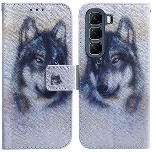 For Infinix Hot 50 5G Coloured Drawing Flip Leather Phone Case(White Wolf)