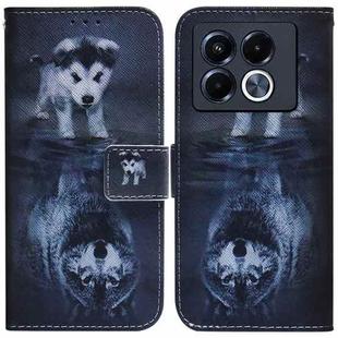 For Infinix Note 40 5G Coloured Drawing Flip Leather Phone Case(Wolf and Dog)