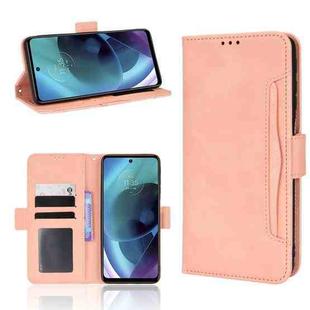 For Motorola Moto G52J 5G Skin Feel Calf Texture Card Slots Leather Phone Case(Pink)