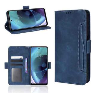For Motorola Moto G52J 5G Skin Feel Calf Texture Card Slots Leather Phone Case(Blue)