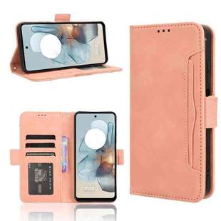For Motorola Moto G34 5G Skin Feel Calf Texture Card Slots Leather Phone Case(Pink)