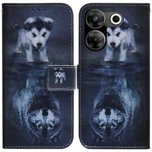 For Tecno Camon 20 Pro 5G Coloured Drawing Flip Leather Phone Case(Wolf and Dog)