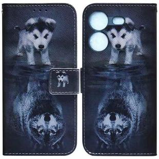 For Tecno Pova 5 Coloured Drawing Flip Leather Phone Case(Wolf and Dog)