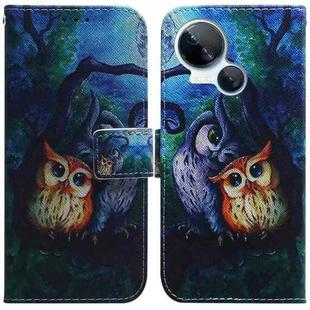 For Tecno Spark 10 5G Coloured Drawing Flip Leather Phone Case(Oil Painting Owl)