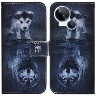 For Tecno Spark 10 5G Coloured Drawing Flip Leather Phone Case(Wolf and Dog)