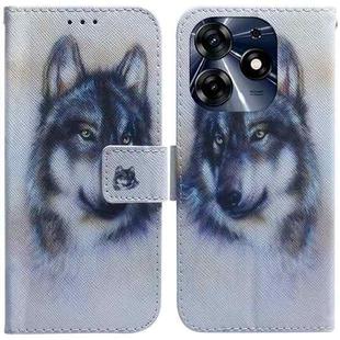 For Tecno Spark 10 Pro Coloured Drawing Flip Leather Phone Case(White Wolf)