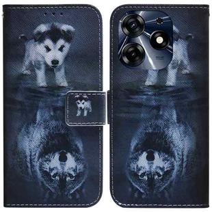For Tecno Spark 10 Pro Coloured Drawing Flip Leather Phone Case(Wolf and Dog)