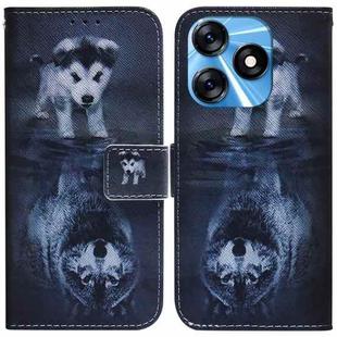 For Tecno Spark 10 / Spark 10C Coloured Drawing Flip Leather Phone Case(Wolf and Dog)