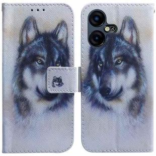 For Tecno Pova Neo 3 Coloured Drawing Flip Leather Phone Case(White Wolf)