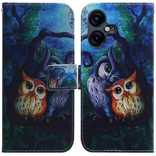 For Tecno Pova Neo 3 Coloured Drawing Flip Leather Phone Case(Oil Painting Owl)