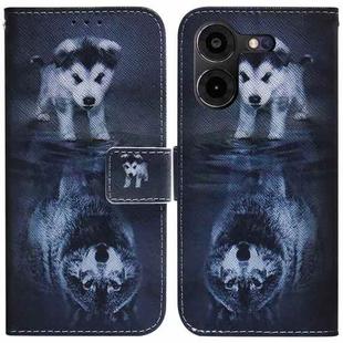 For Tecno Pova 5 Pro Coloured Drawing Flip Leather Phone Case(Wolf and Dog)