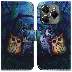 For Tecno Spark 20 Pro Coloured Drawing Flip Leather Phone Case(Oil Painting Owl)