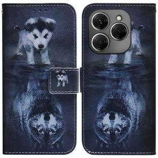 For Tecno Spark 20 Pro Coloured Drawing Flip Leather Phone Case(Wolf and Dog)