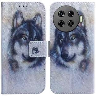 For Tecno Spark 20 Pro+ 4G Coloured Drawing Flip Leather Phone Case(White Wolf)
